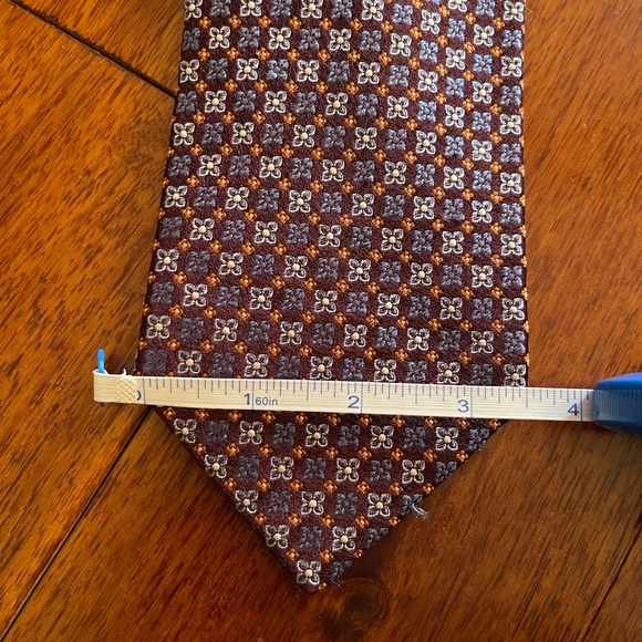 Ermenegildo Zegna Floral Burgundy/Blue Tie - Picture 5 of 5